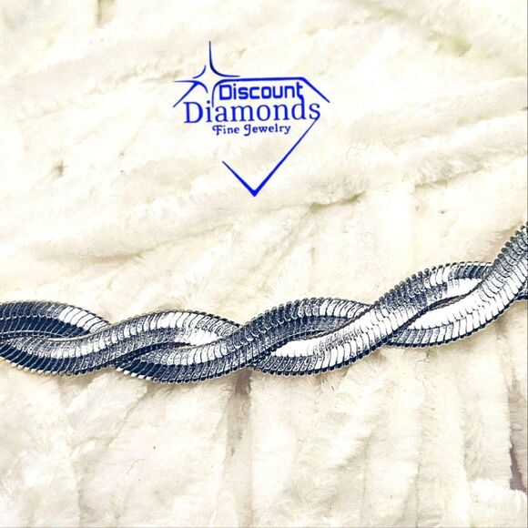 18K White Gold Plating on Double Stranded Silver Titanium Necklace - Picture 3 of 7